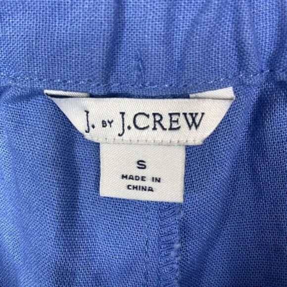 J. Crew Women's Blue Pom Pom Drawstring Linen Cotton Casual Shorts Size Small - Picture 2 of 6